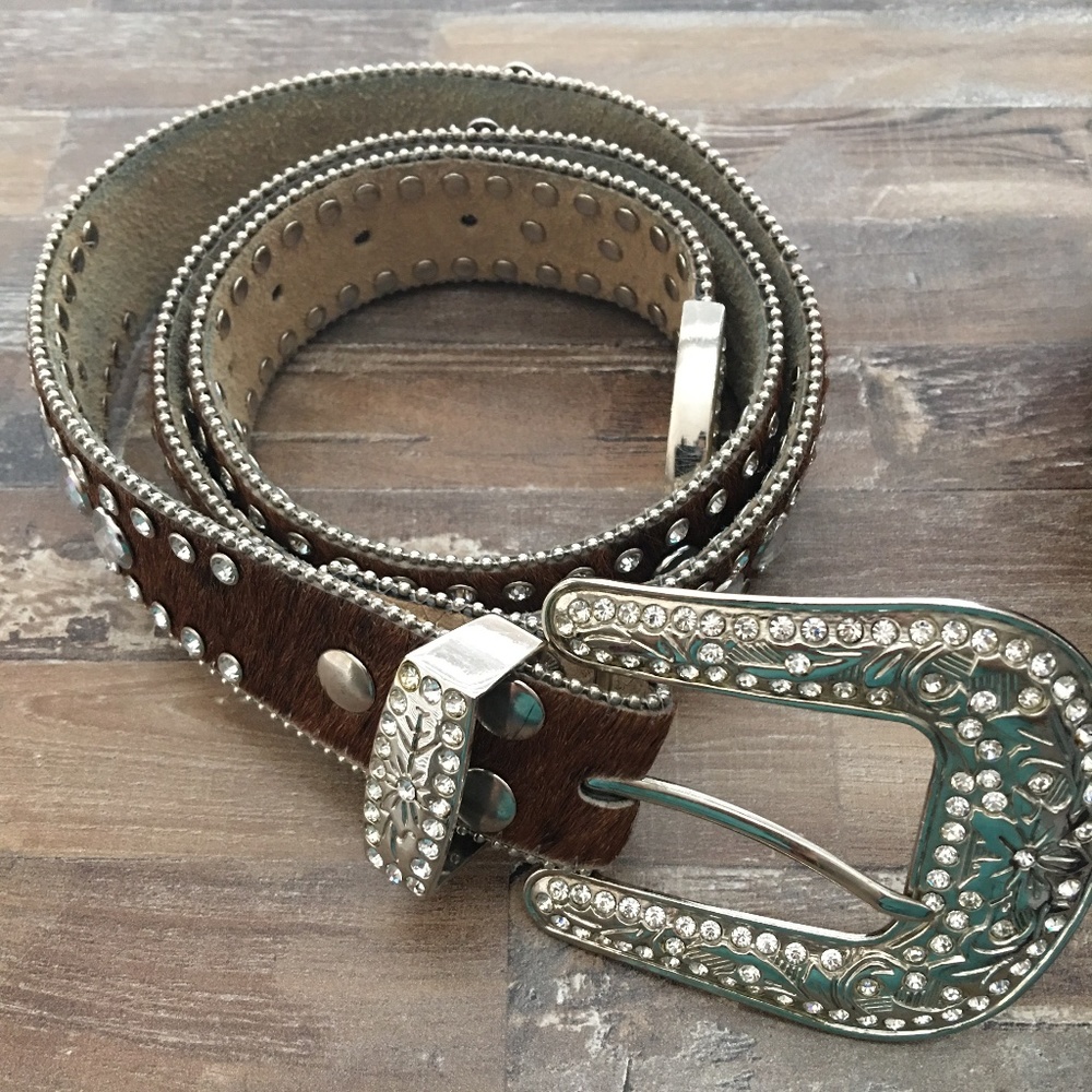 Women's Rhinestone Western Belt Leather XL